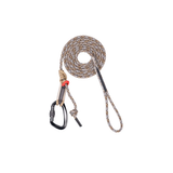 Latitude Outdoors 7mm Vaporline tree tether coiled, with sewn end loop, adjustable prusik and locking carabiner
